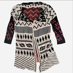 Woven Heart Women's Sweater Duster Style Cardigan Scandi Nordic Print Size (L)XL
